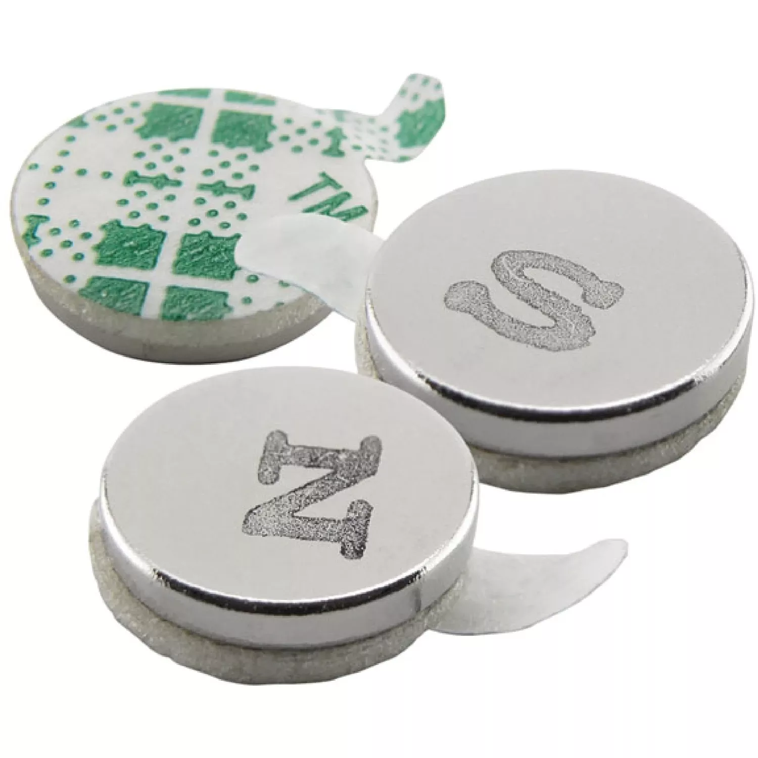 0.375 In. L X 0.375 In. W Silver Disc Magnets With Adhesive 1.68 Lb. Pull 12 Pc