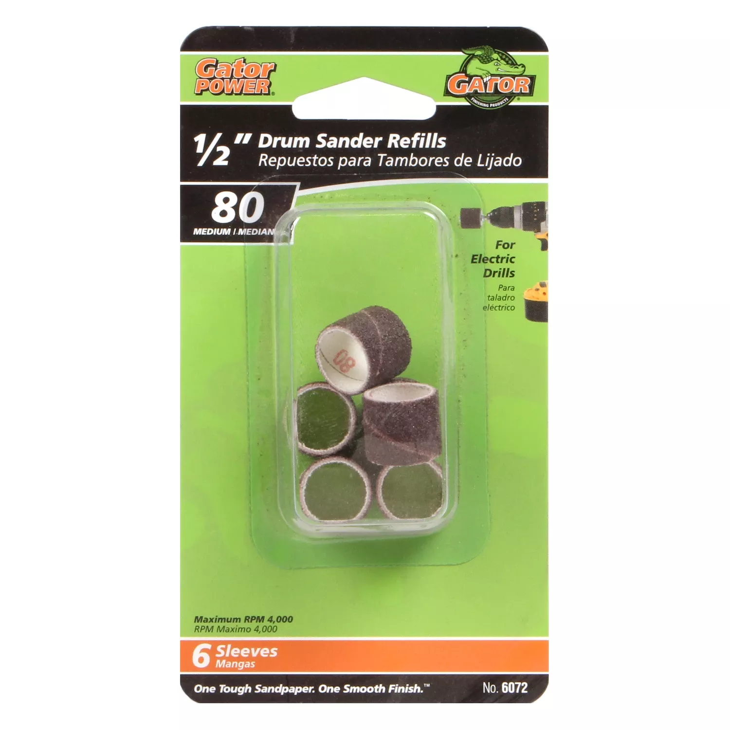0.5 In. D X 1/2 In. L Aluminum Oxide Abrasive Sleeve Refill 80 Grit Medium 6 Pc