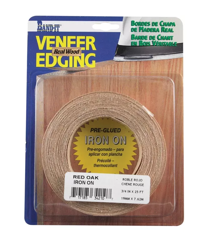0.75 In. W X 25 Ft. L Prefinished Red Oak Wood Veneer Edge Banding