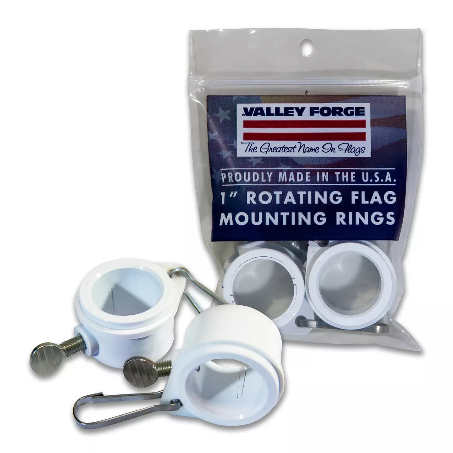 1 In. L Plastic Flag Mounting Rings Brushed