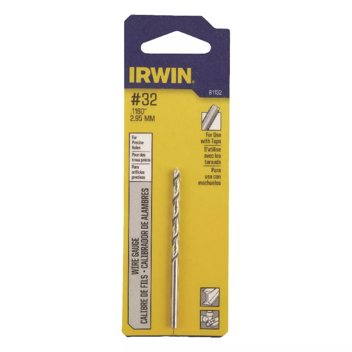 #32 X 2-3/4 In. L High Speed Steel Jobber Length Wire Gauge Bit Straight Shank 1 Pk