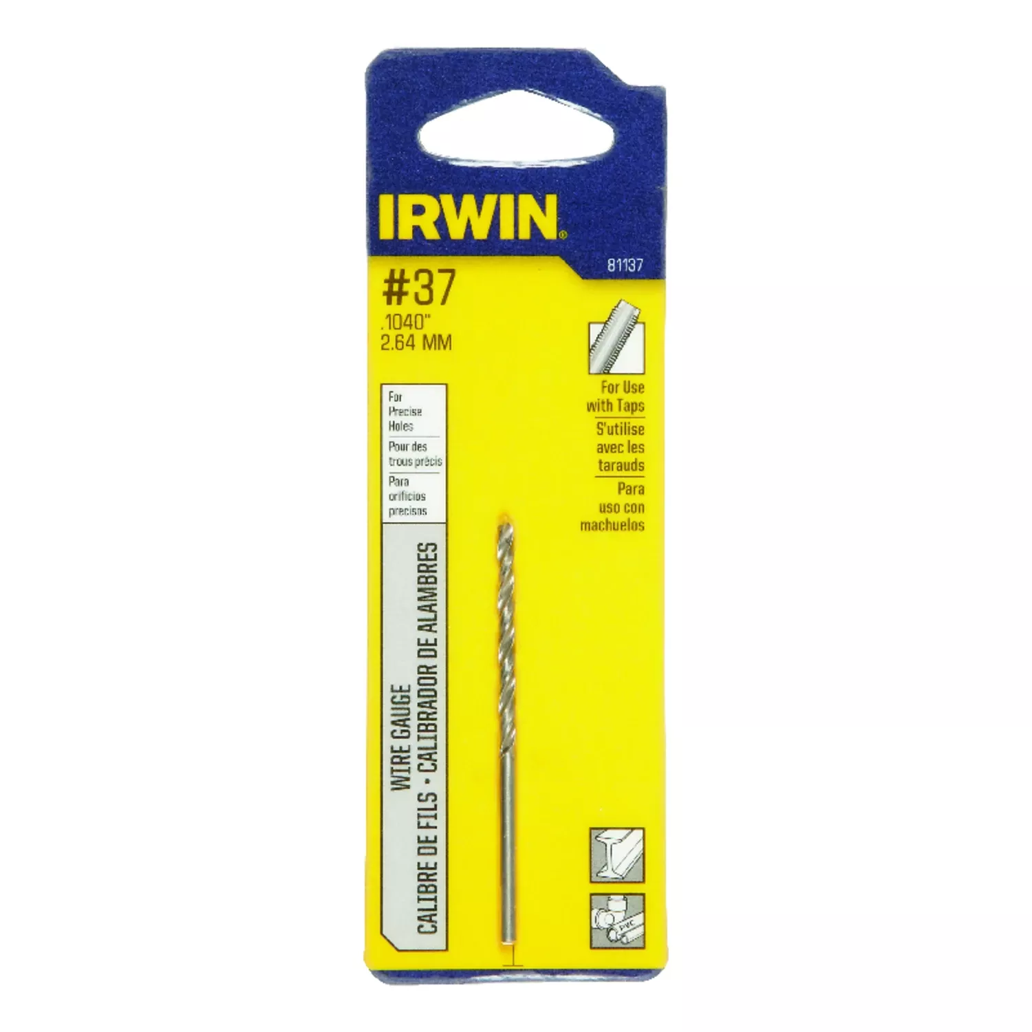 #37 X 2-1/2 In. L High Speed Steel Jobber Length Wire Gauge Bit Straight Shank 1 Pk