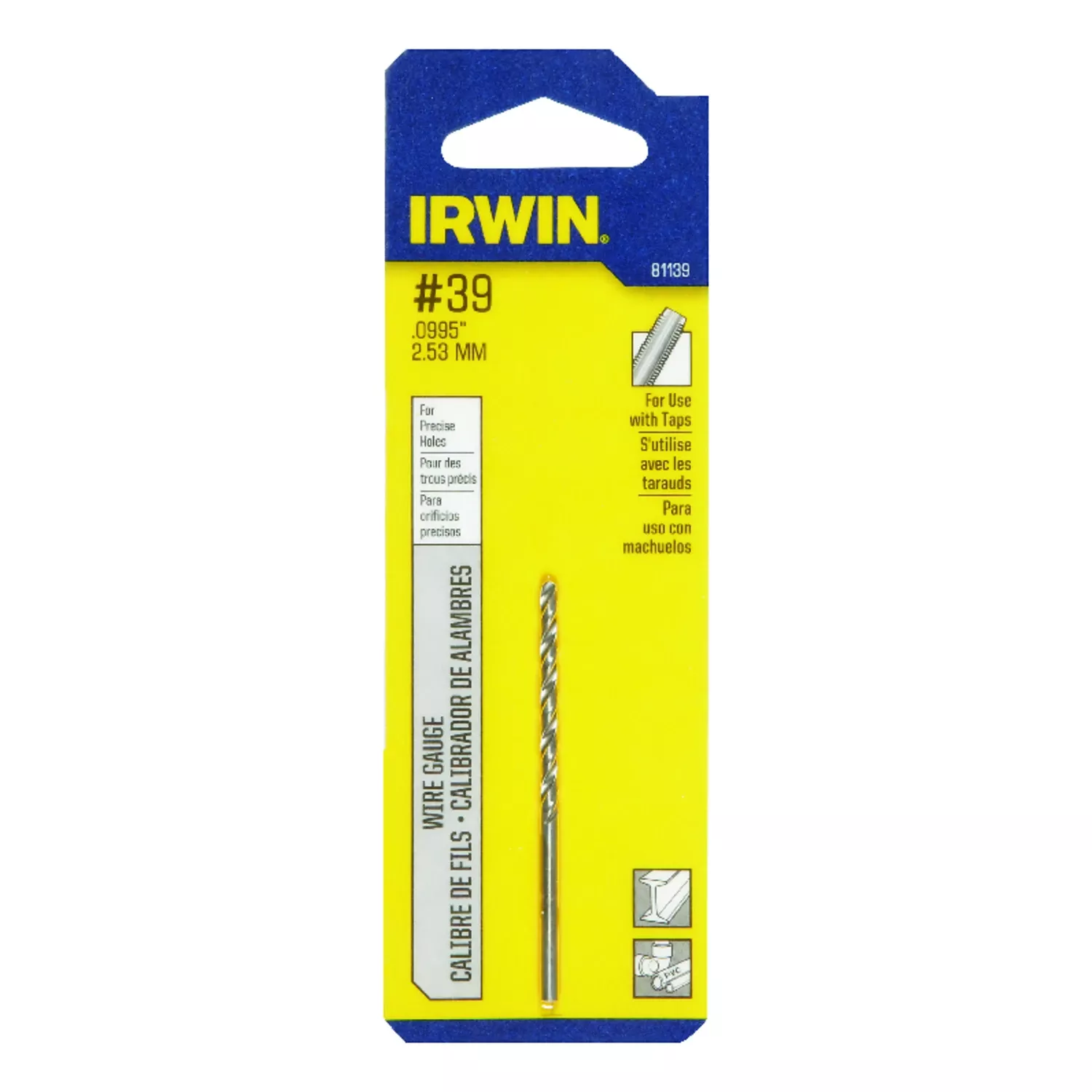 #39 X 1-3/8 In. L High Speed Steel Jobber Length Wire Gauge Bit Straight Shank 1 Pk