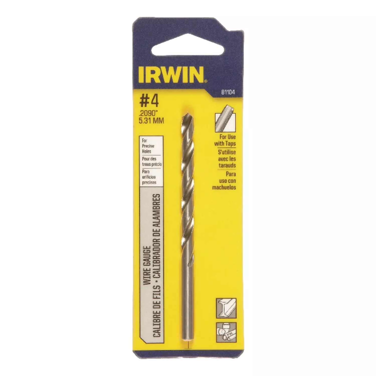 #4 X 3-3/4 In. L High Speed Steel Jobber Length Wire Gauge Bit Straight Shank 1 Pk