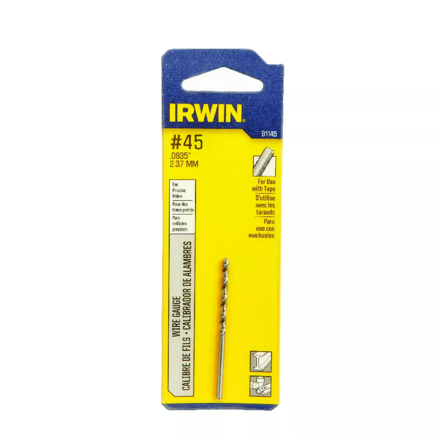 #45 X 2-1/8 In. L High Speed Steel Jobber Length Wire Gauge Bit Straight Shank 1 Pk