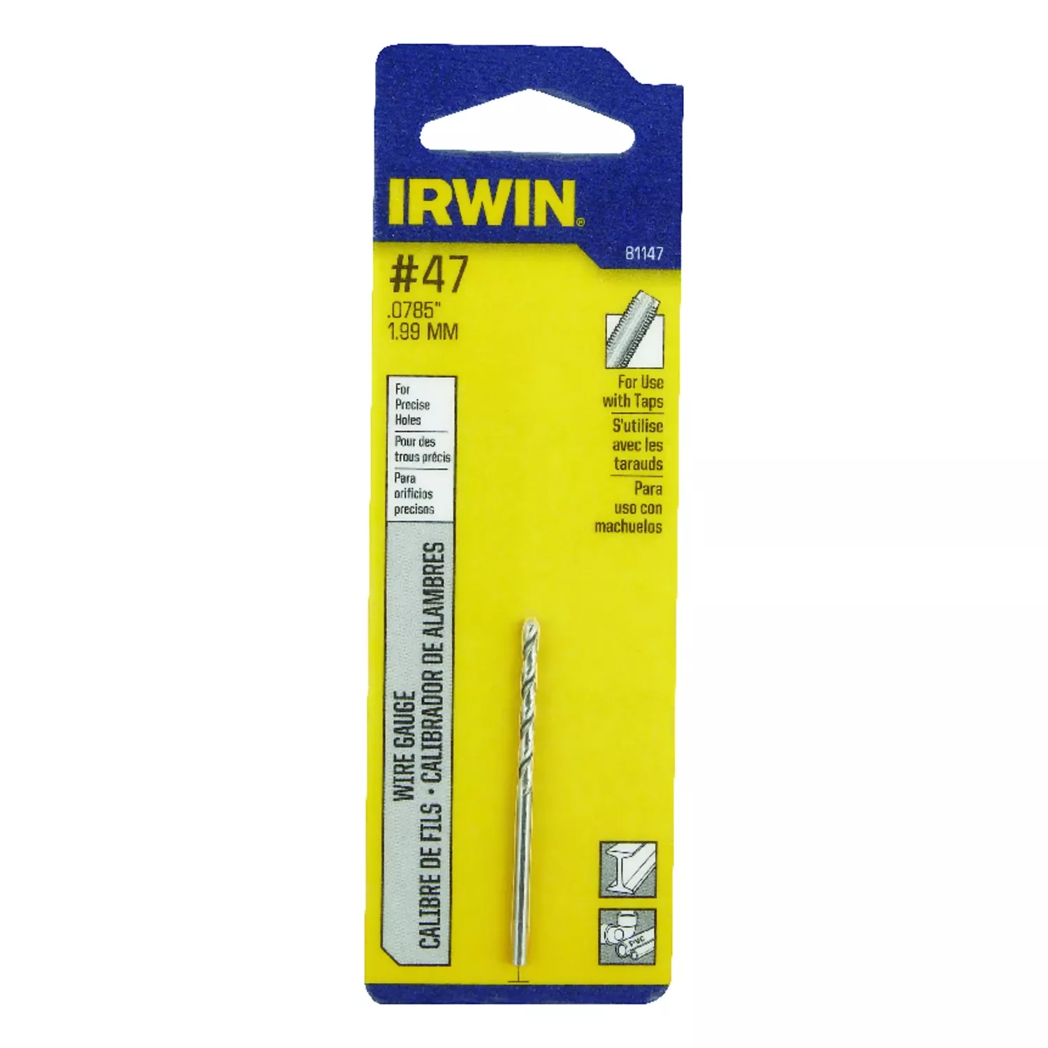 #47 X 2 In. L High Speed Steel Jobber Length Wire Gauge Bit Straight Shank 1 Pk