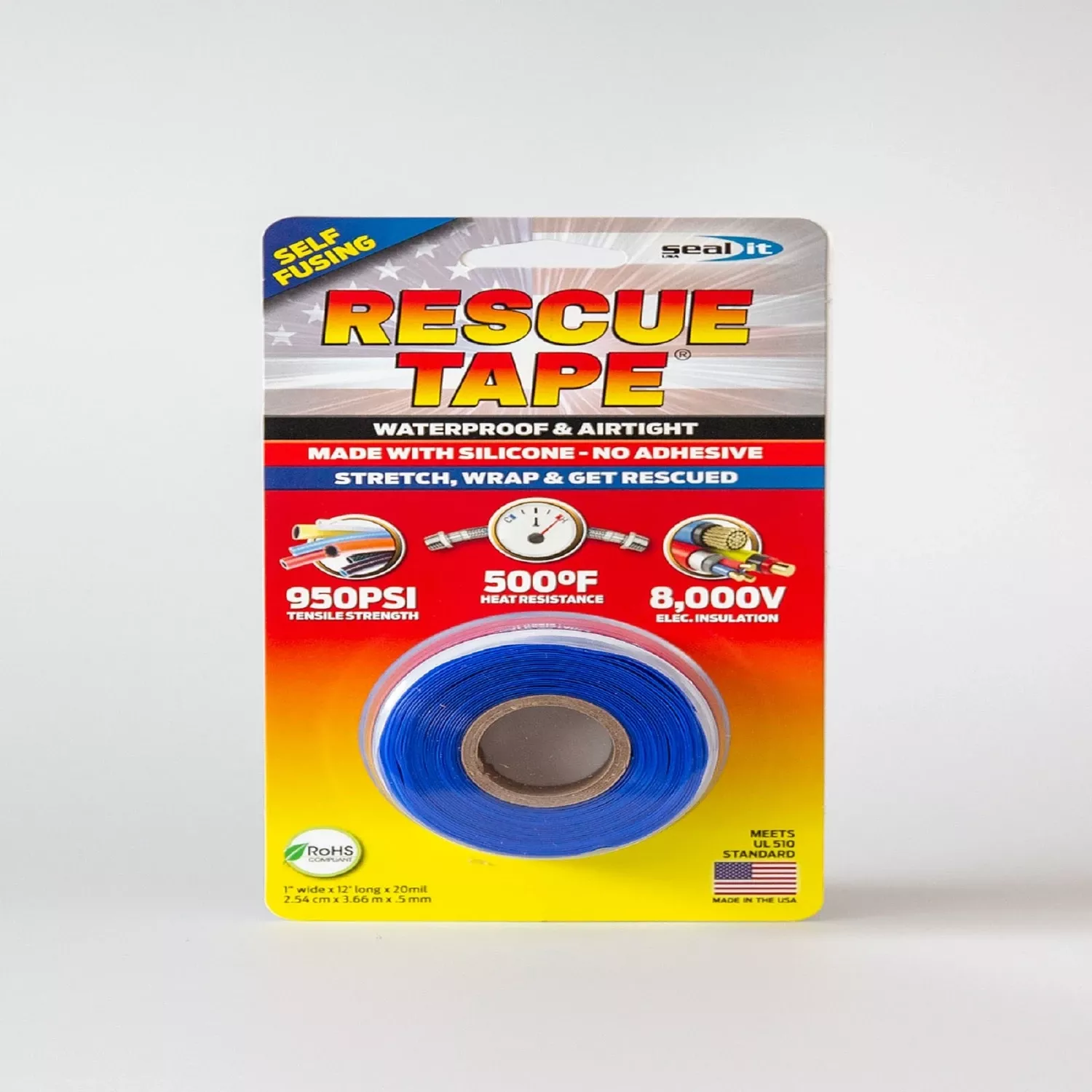 Blue 1 In. W X 12 Ft. L Silicone Tape