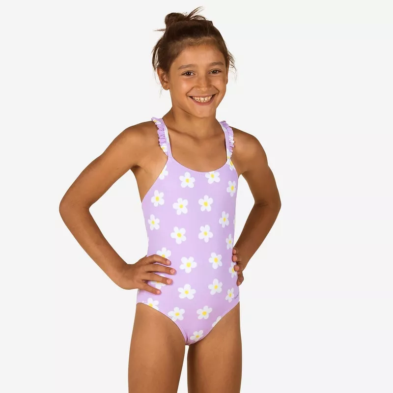 Young girls 1-piece swimsuit Lila marg lilac slate grey