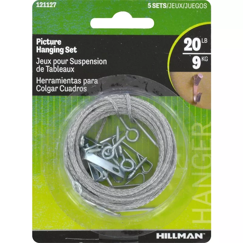 Zinc Conventional Picture Hanging Set 20 Lb 5 Pk