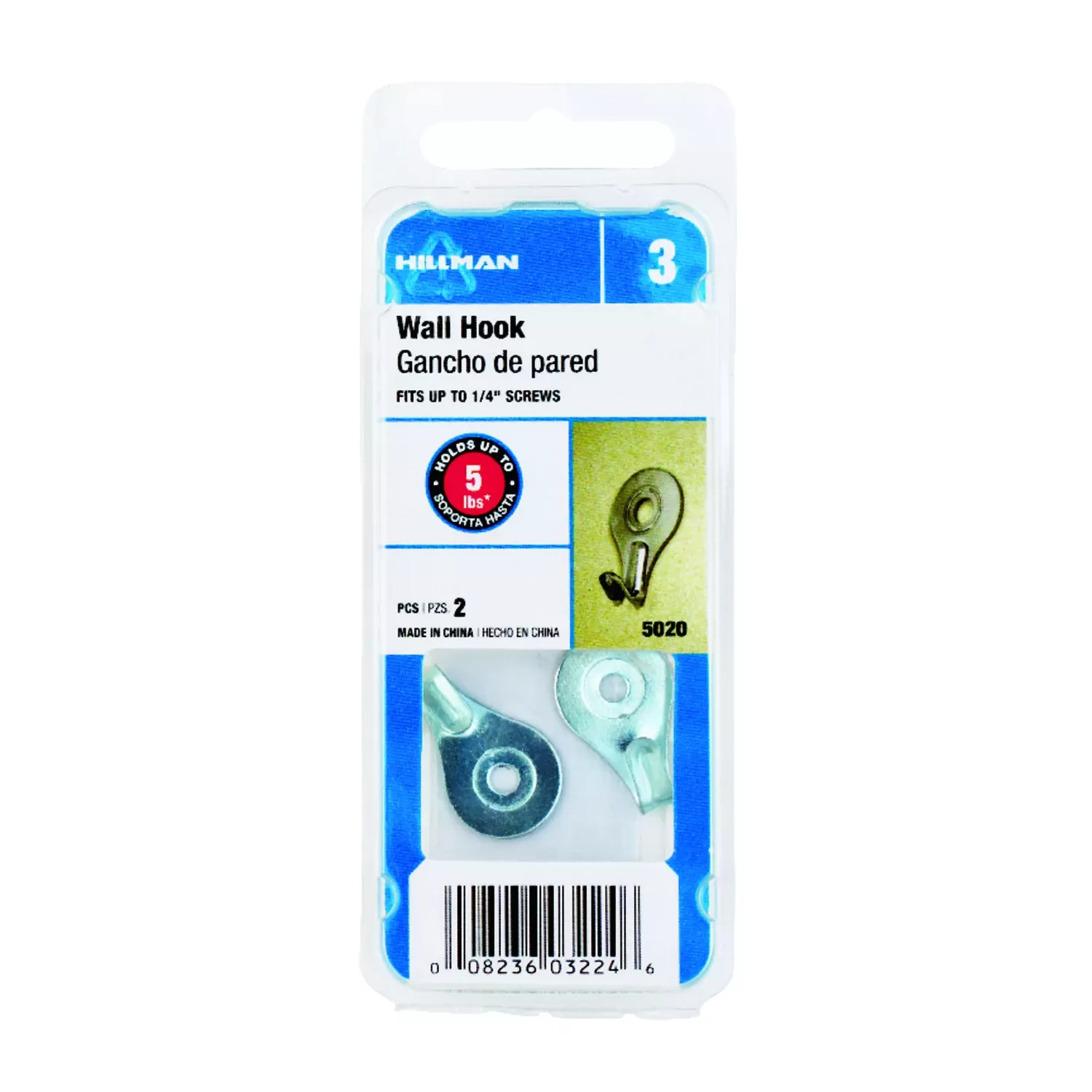 Zinc Silver Utility Hooks 5 Lb 2 Pk